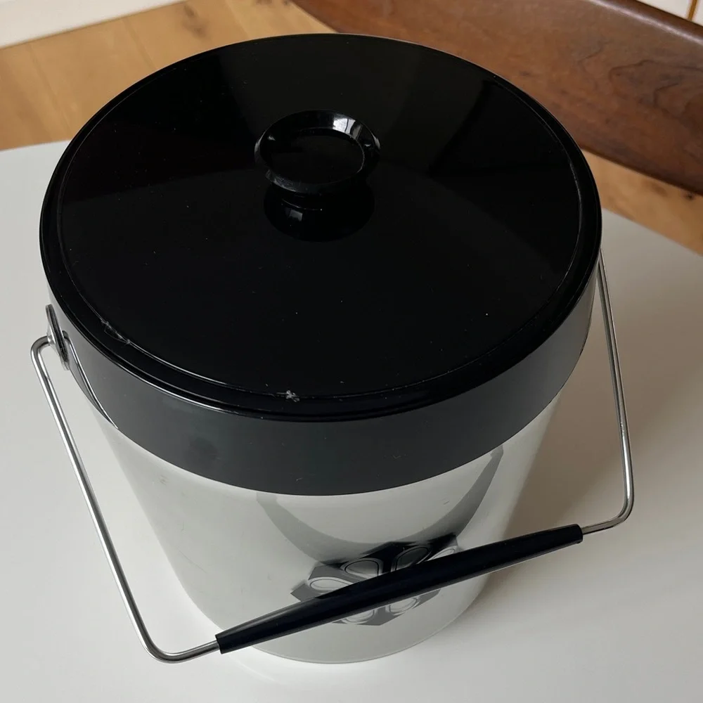 Retro Silver and Black Ice Bucket with Handle